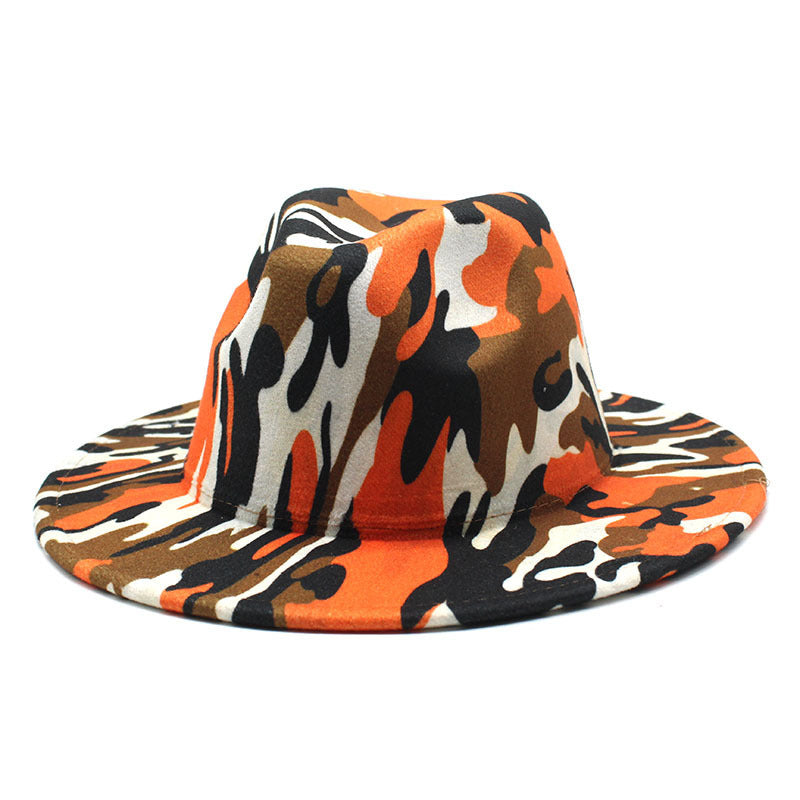 Cowboy Hat With Rolled Brim Striped Soft Woolen