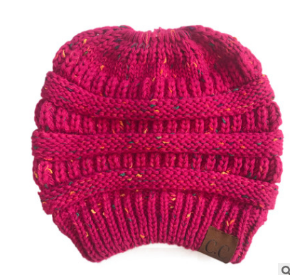 Cable Knit Fuzzy Lined High Bun Beanie