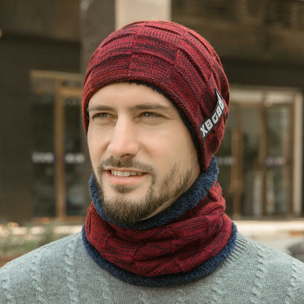 Velvet Knit Hat with Collar Set: Winter Warmth and Style