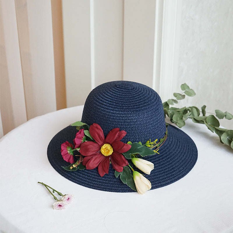 Big Flower Straw Bucket Hat