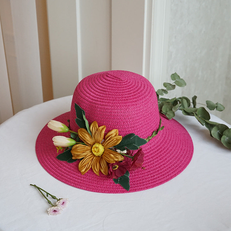 Big Flower Straw Bucket Hat