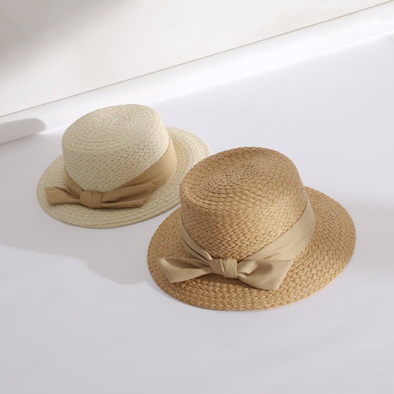 Bow Big Brim Straw Bucket Hat - Urban Caps