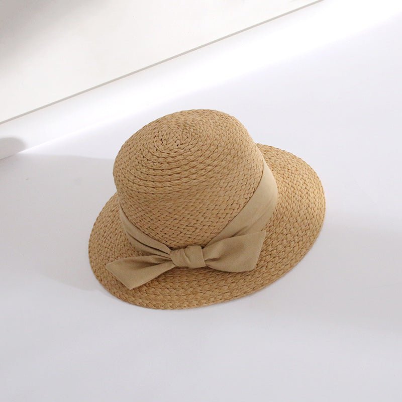 Bow Big Brim Straw Bucket Hat - Urban Caps