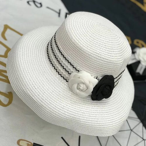 Camellia Retro Elegant Sunshade Straw Hat - Urban Caps