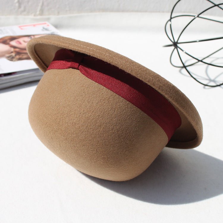 Casual British Style Round Top Curled Wool Fedoras Hat - Urban Caps