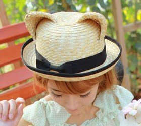 Cat Ear Straw Hat - Urban Caps