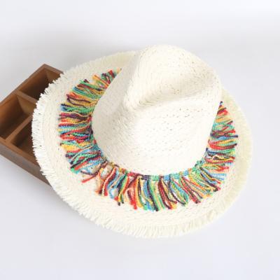 Color Fringed Surafi Straw Hat - Urban Caps