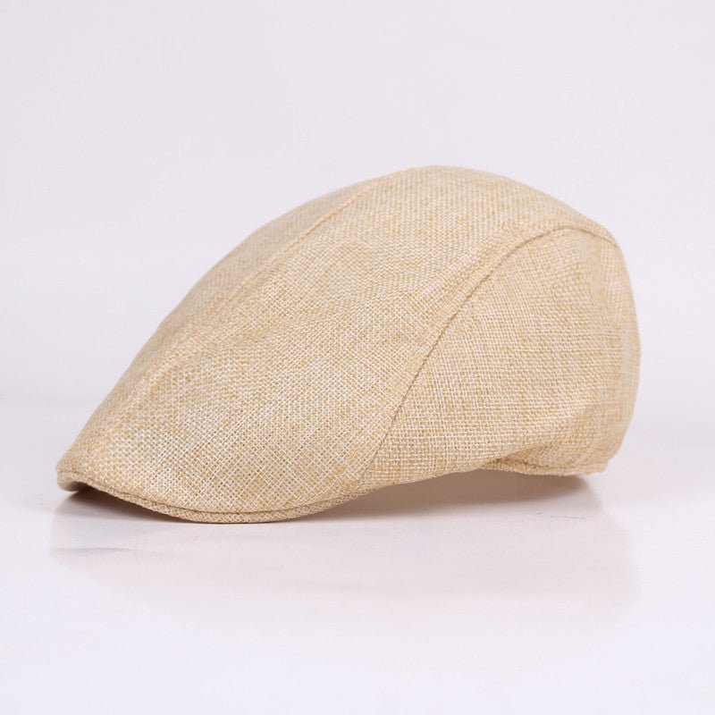 Cotton Linen Beret Spring And Autumn Men's Breathable Cap Forward Cap Flat Cap - Urban Caps