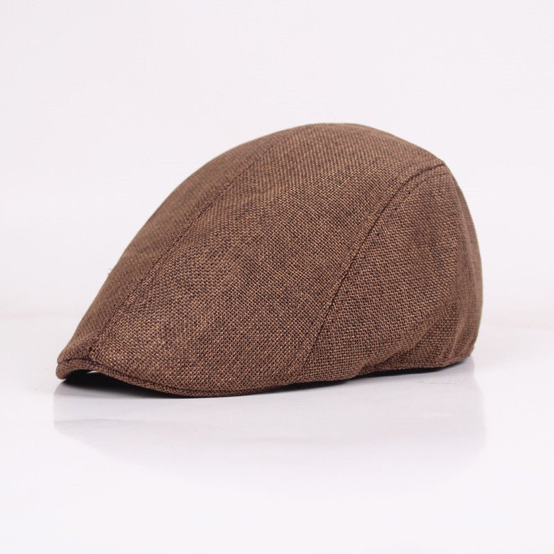 Cotton Linen Beret Spring And Autumn Men's Breathable Cap Forward Cap Flat Cap - Urban Caps