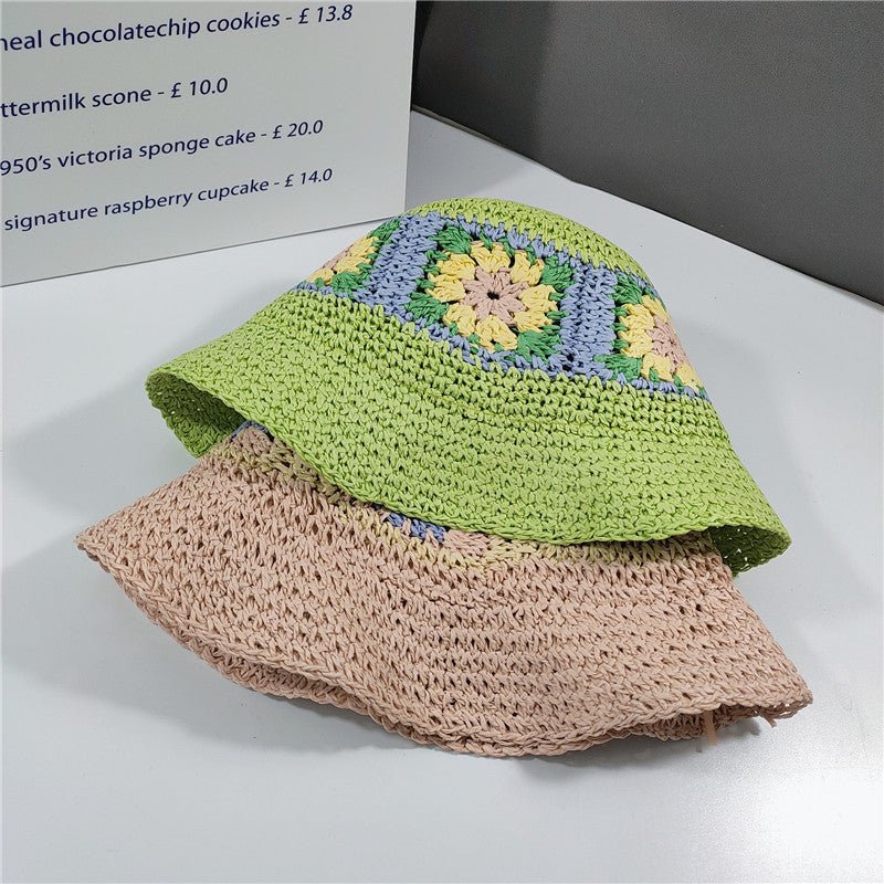 Elegant Folded Floral Straw Bucket Hat - Urban Caps