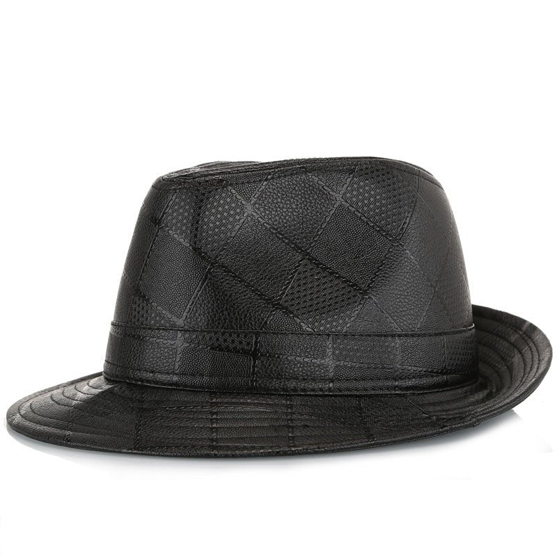 Fashion Plaid Pu Texture Bowler Hat - Urban Caps