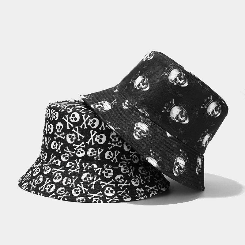 Fashionable Sunshade Skull Pattern Double-sided Bucket Hat - Urban Caps