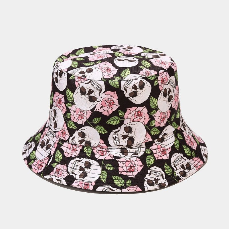 Fashionable Sunshade Skull Pattern Double-sided Bucket Hat - Urban Caps