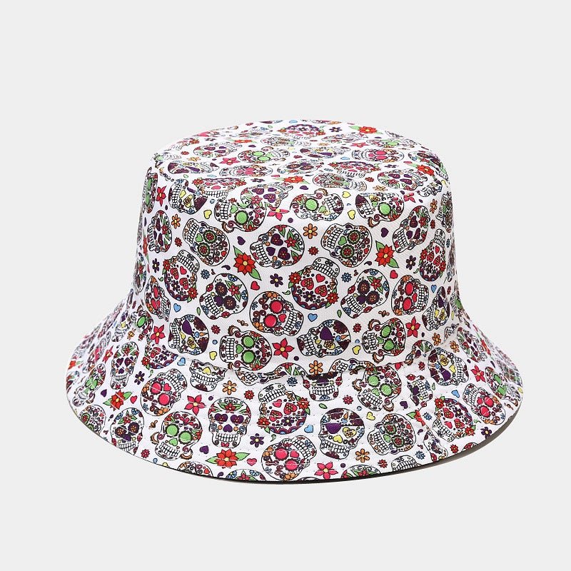 Fashionable Sunshade Skull Pattern Double-sided Bucket Hat - Urban Caps