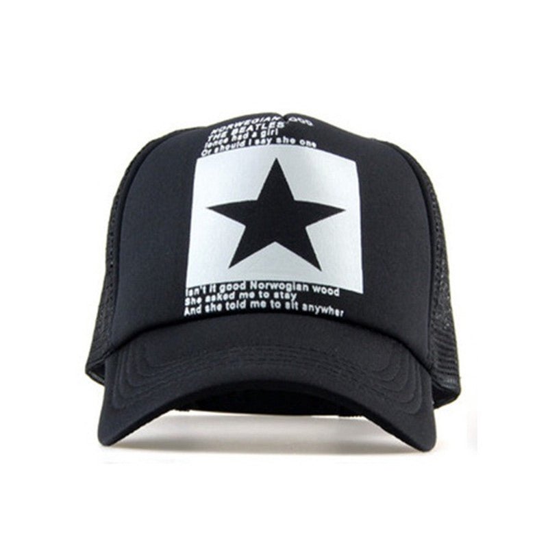 Five-pointed Star Print Mesh Cap Visor Cap - Urban Caps
