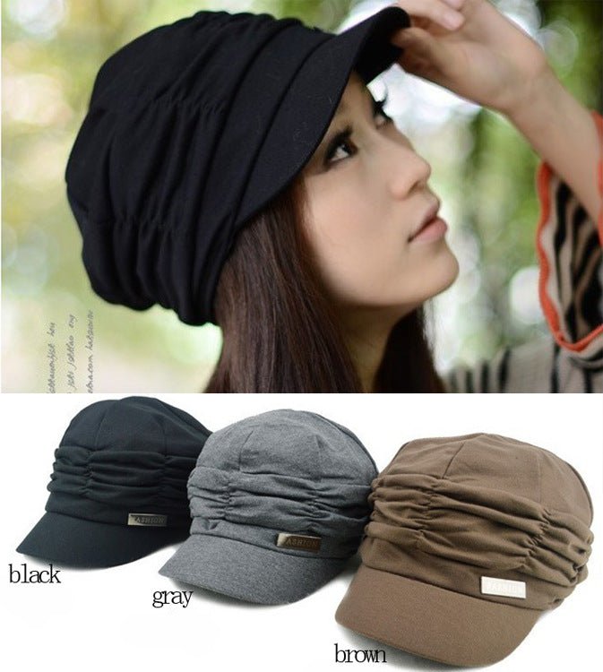 Flat Top Duck Tongue Pleated Beret Flat Cap - Urban Caps