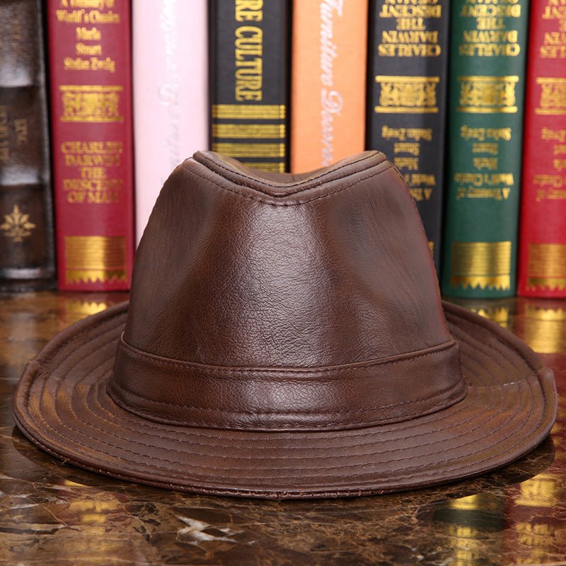 Men And Women Leather Tycoon Jazz Hat Fedoras Hat - Urban Caps