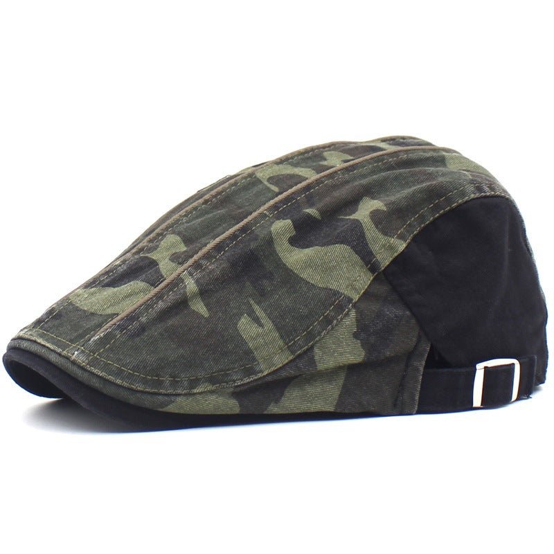 Men's Camouflage Washed Cotton Flat Brim Beret Flat Cap - Urban Caps