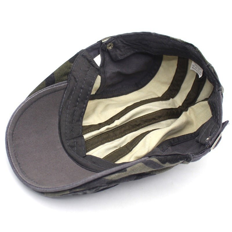 Men's Camouflage Washed Cotton Flat Brim Beret Flat Cap - Urban Caps