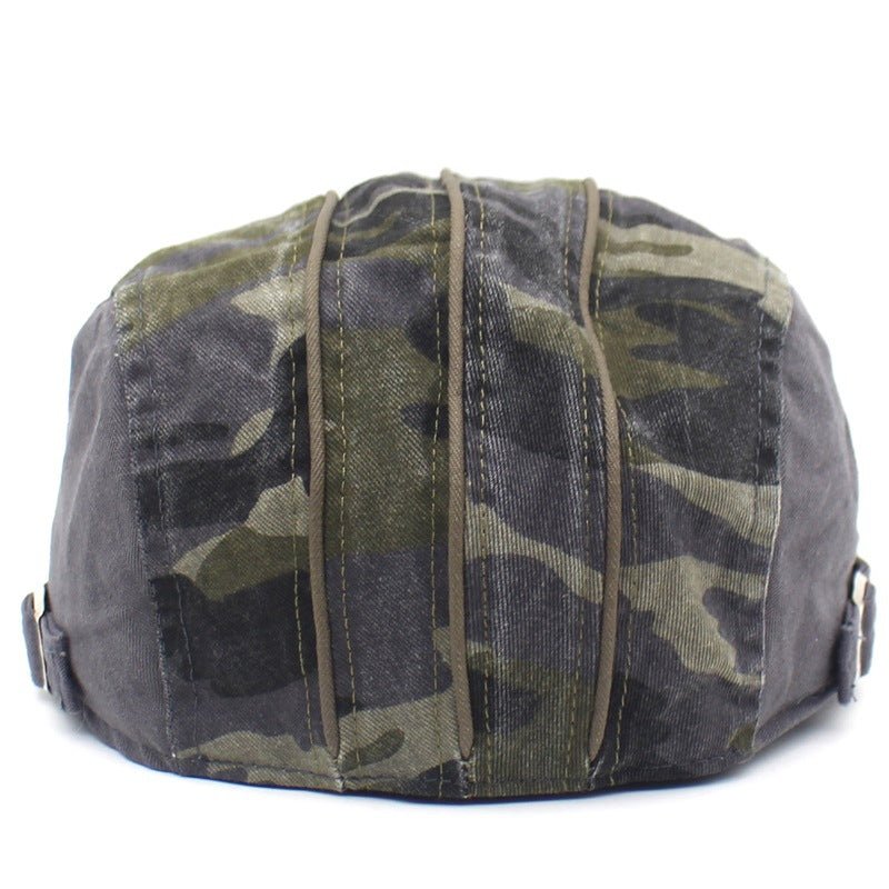 Men's Camouflage Washed Cotton Flat Brim Beret Flat Cap - Urban Caps