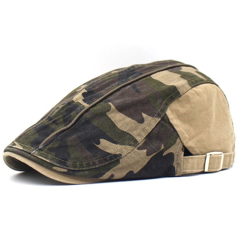 Men's Camouflage Washed Cotton Flat Brim Beret Flat Cap - Urban Caps