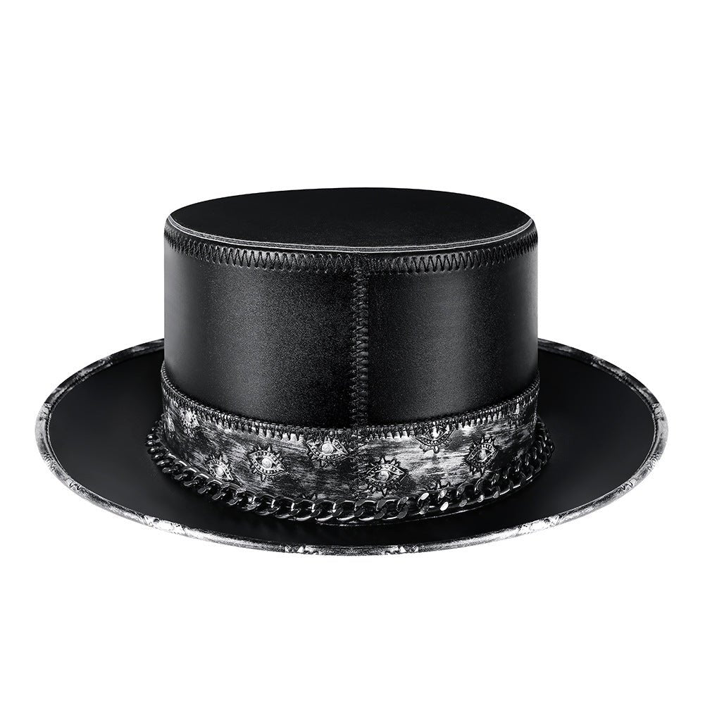 PU Leather Skull Chain Gentleman Hat Fedoras Hat - Urban Caps