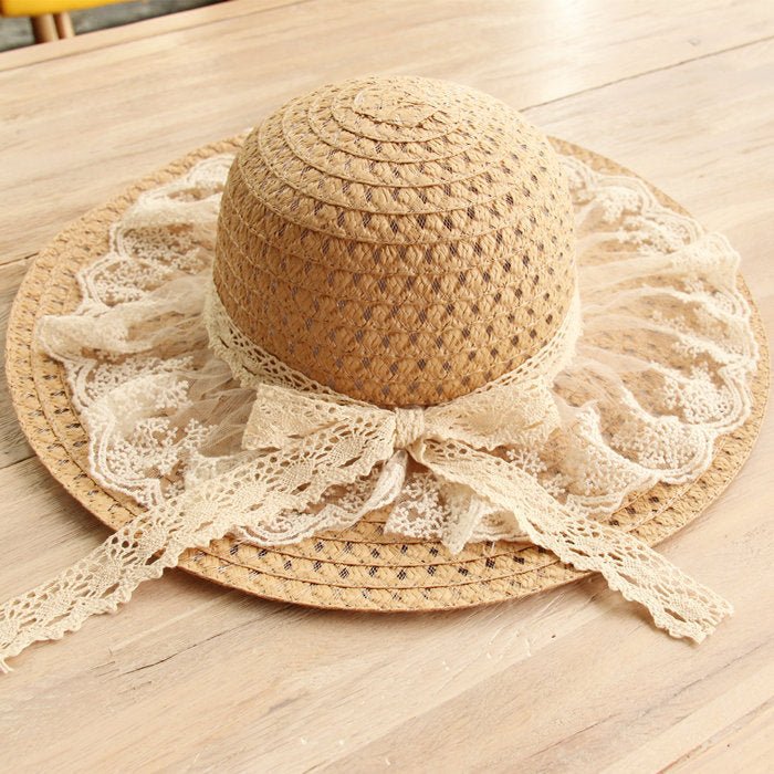 Stylish Lace Bow Straw Hat - Urban Caps