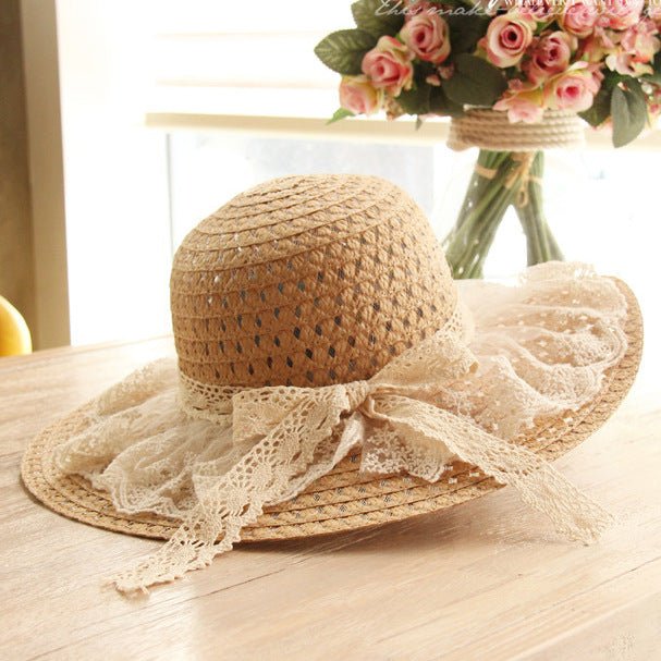 Stylish Lace Bow Straw Hat - Urban Caps